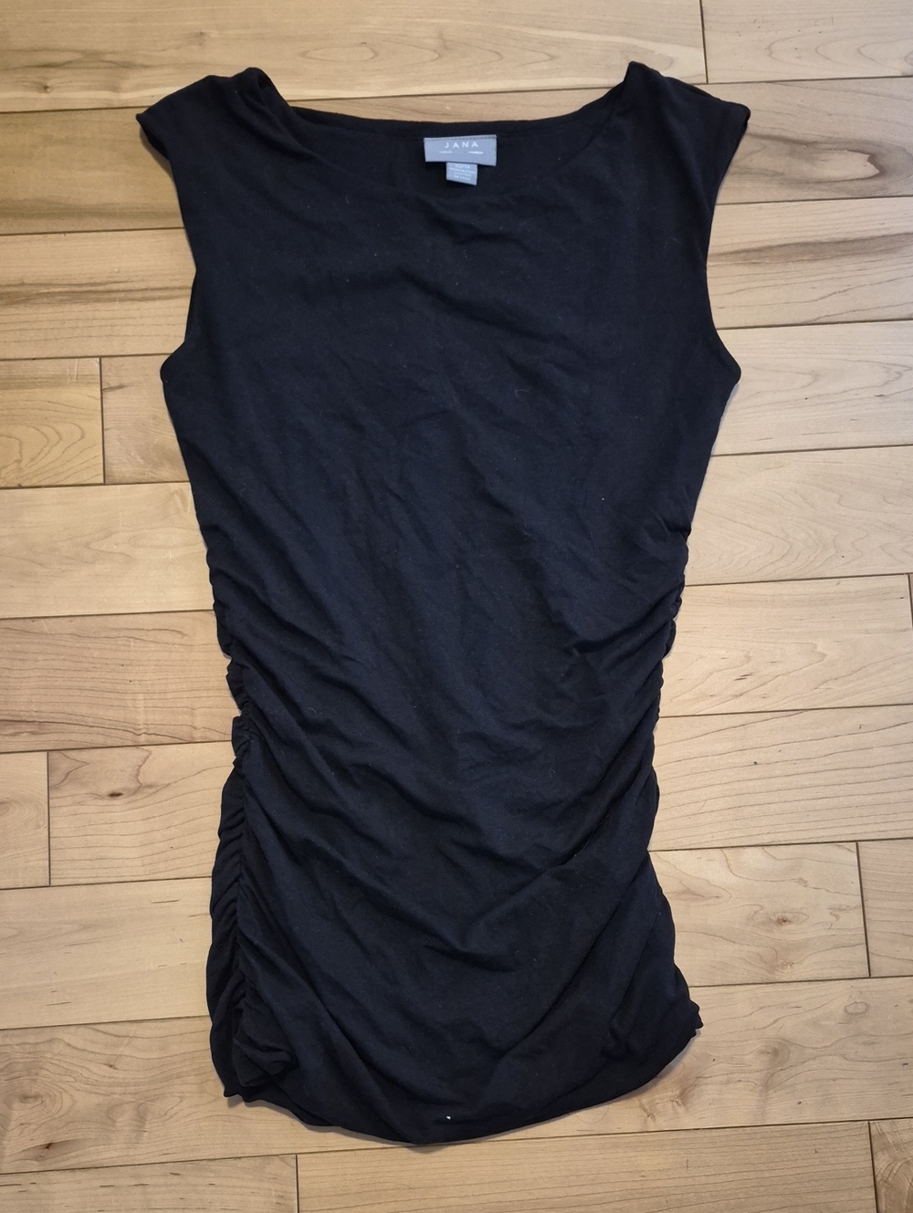 Jana Women's Size XS Black Sleeveless Ruched Side Tank Top